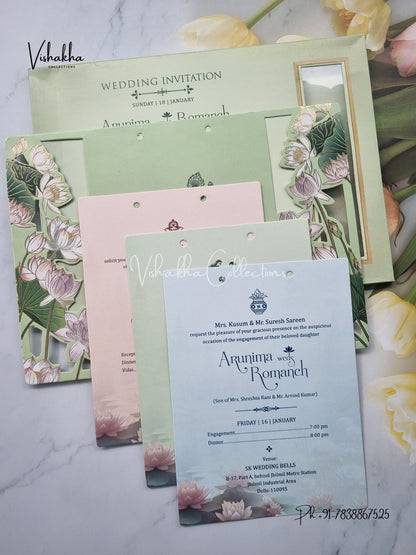 Flower Hindu Muslim Christian Sikh invitation Cards EJ-5029