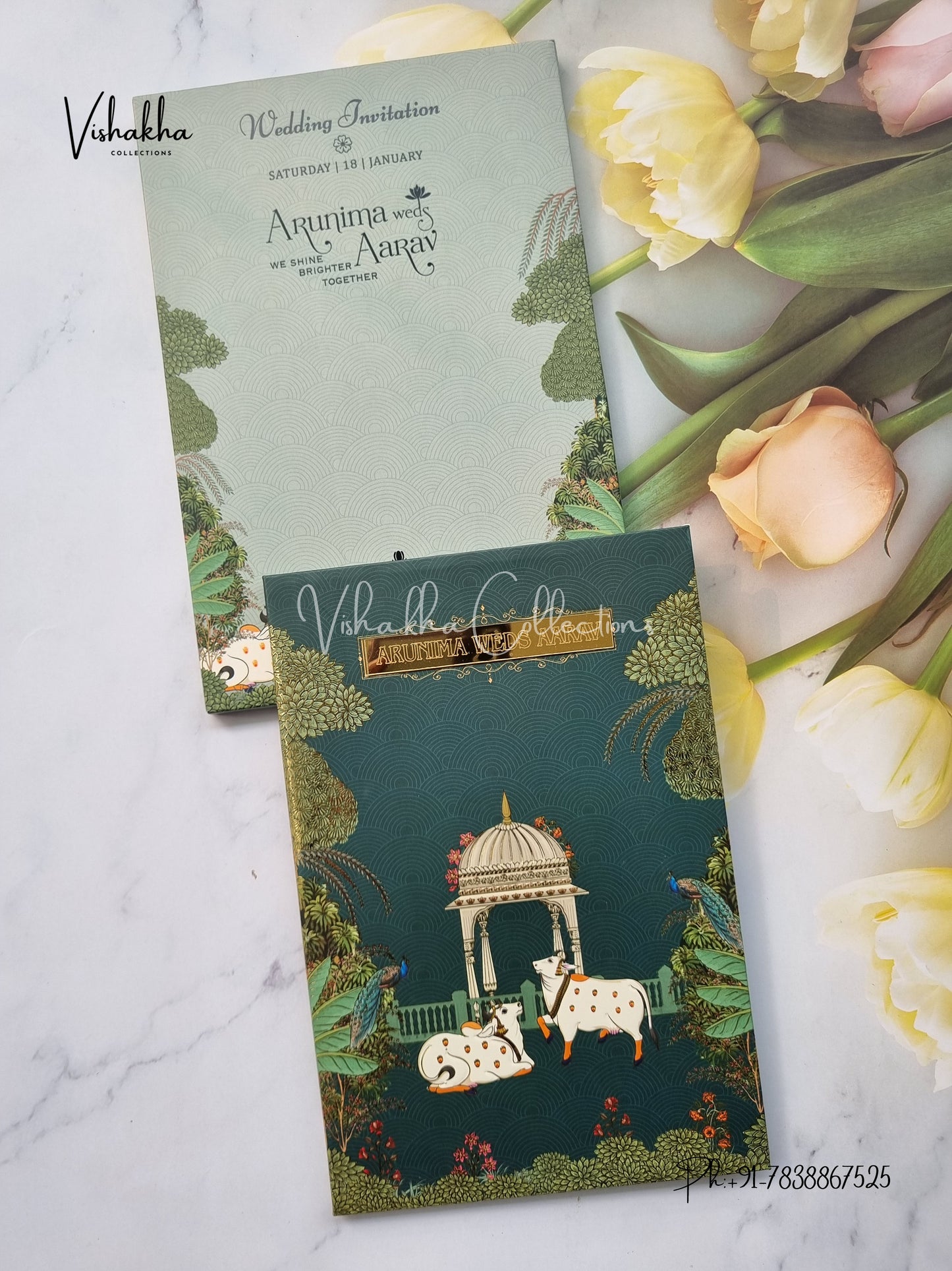 Semi Box Hindu Padded invitation Cards EJ-5031