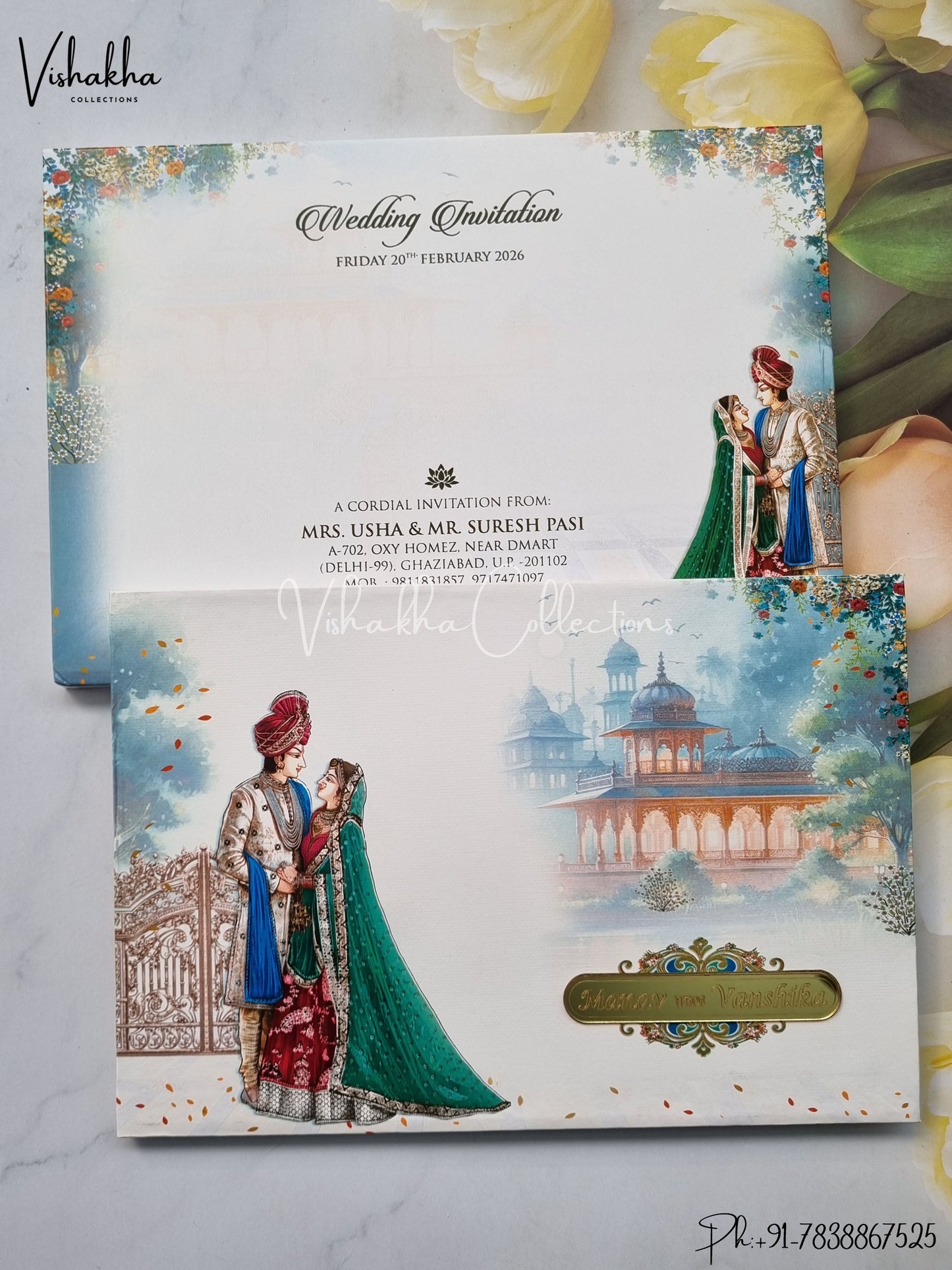 Dulah Dulhan Hindu Sikh Padded invitation Cards EJ-5038