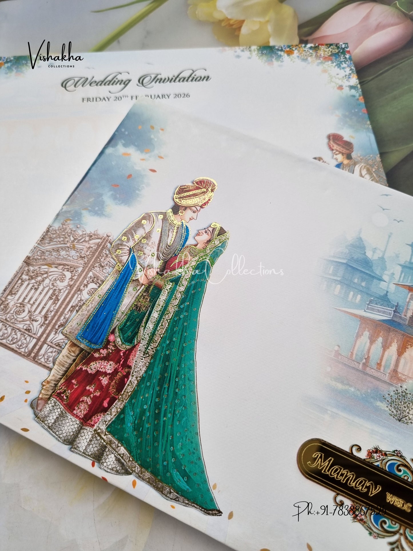 Dulah Dulhan Hindu Sikh Padded invitation Cards EJ-5038