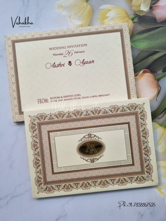 Semi Box Flower Hindu Muslim Christian Sikh Padded invitation Cards EJ-5041