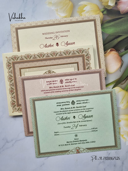 Semi Box Flower Hindu Muslim Christian Sikh Padded invitation Cards EJ-5041