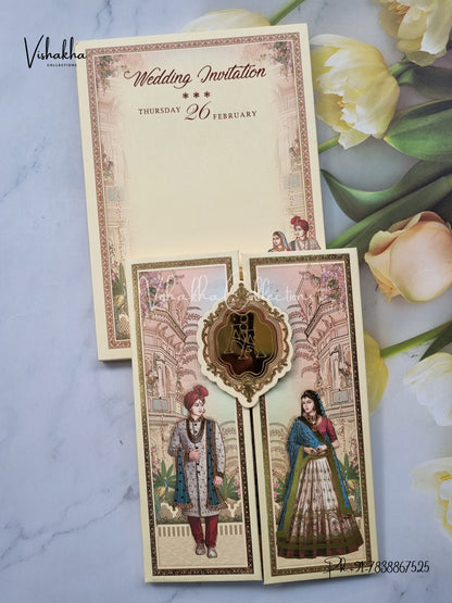 Dulah Dulhan Hindu Sikh Padded invitation Cards EJ-5046