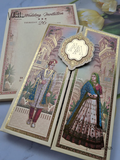 Dulah Dulhan Hindu Sikh Padded invitation Cards EJ-5046