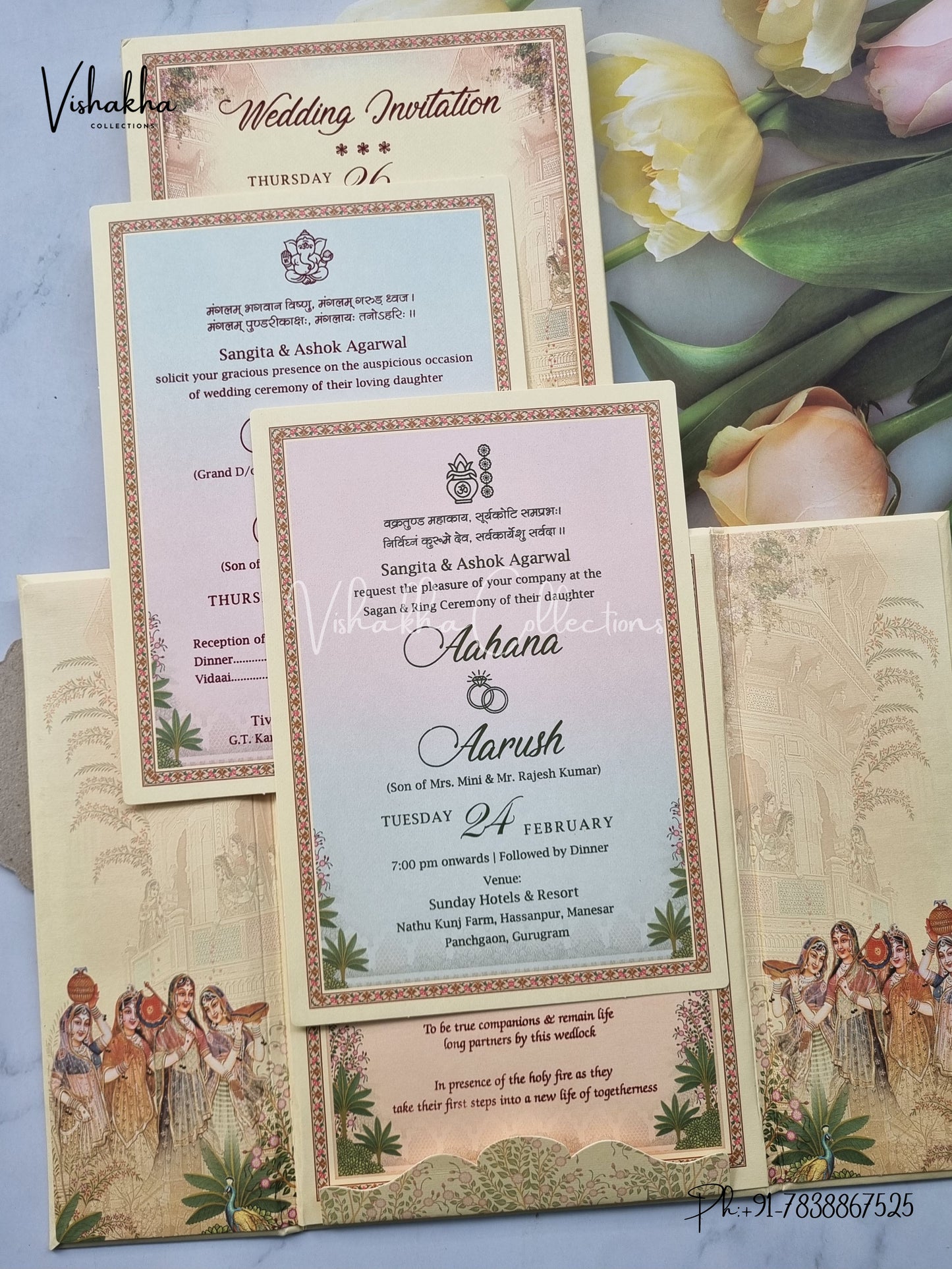 Dulah Dulhan Hindu Sikh Padded invitation Cards EJ-5046