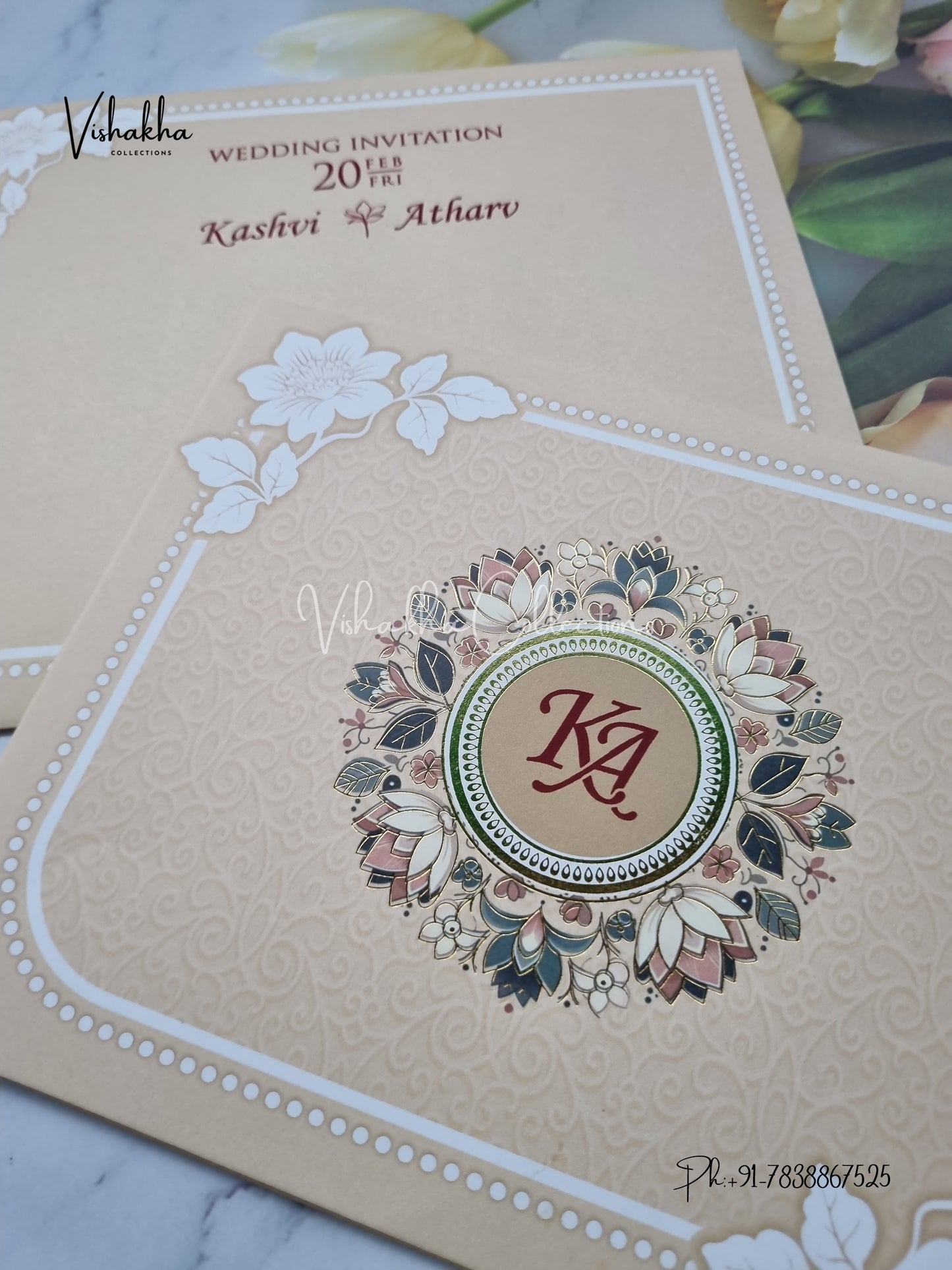 Flower Hindu Muslim Christian Sikh invitation Cards EJ-5051