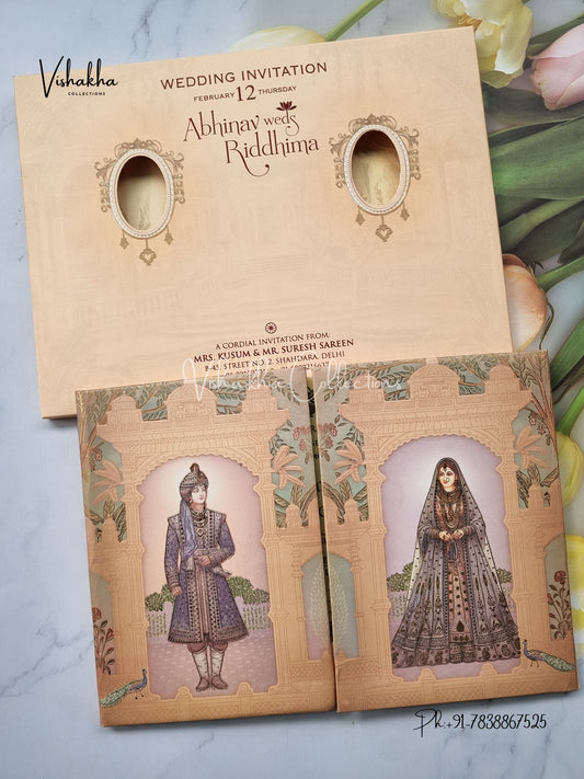Dulah Dulhan Double Door Hindu Sikh Padded invitation Cards EJ-5054