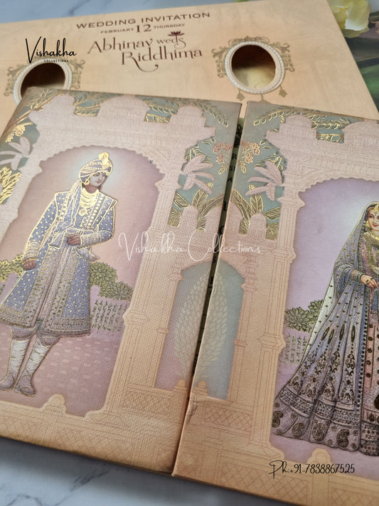 Dulah Dulhan Double Door Hindu Sikh Padded invitation Cards EJ-5054