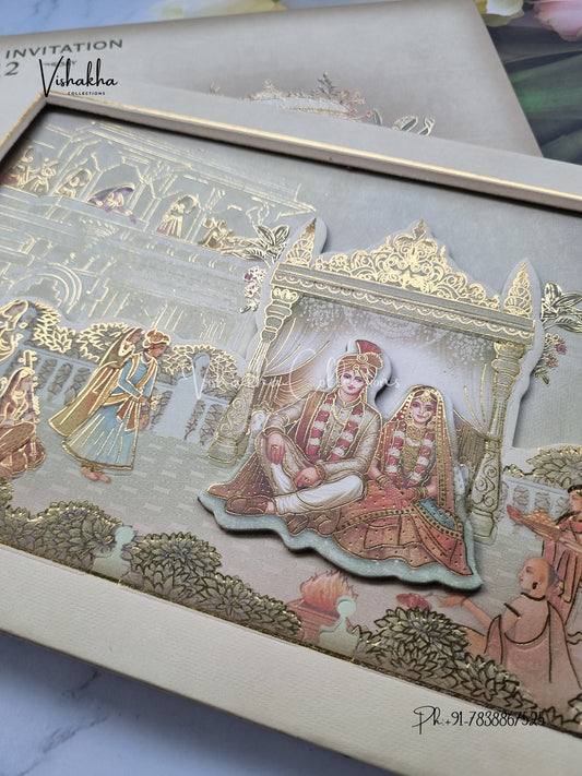 Barat Dulah Dulhan Hindu Sikh Padded invitation Cards EJ-5055