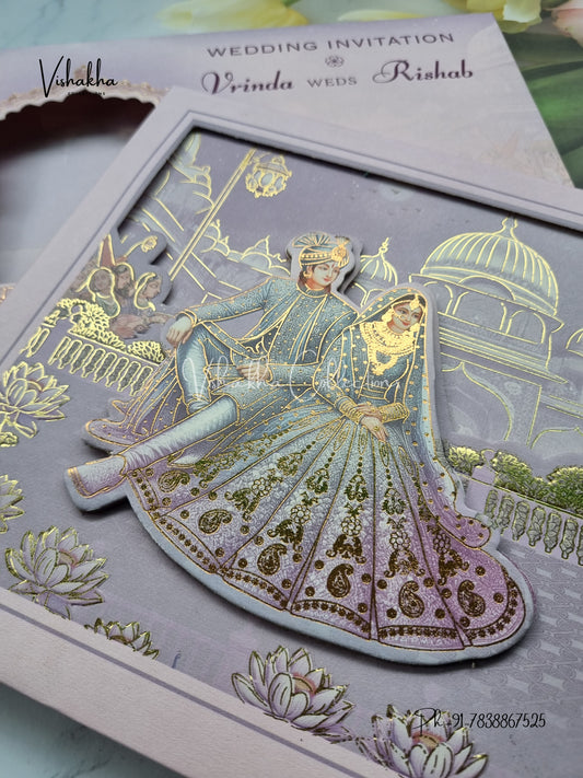 Dulah Dulhan Hindu Sikh Padded invitation Cards EJ-5056