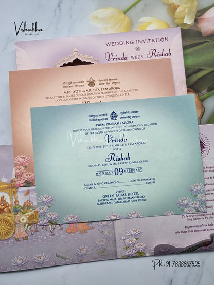 Dulah Dulhan Hindu Sikh Padded invitation Cards EJ-5056