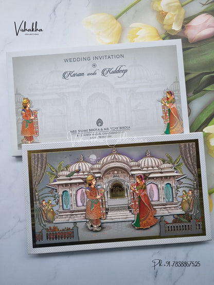 Dulah Dulhan Hindu Sikh Padded MDF Board Laser Cut invitation Cards EJ-5062