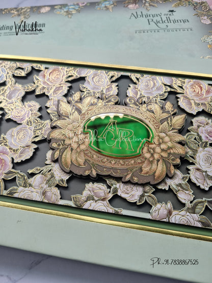 Flower Hindu Muslim Christian Sikh Padded MDF Board Laser Cut invitation Cards EJ-5063