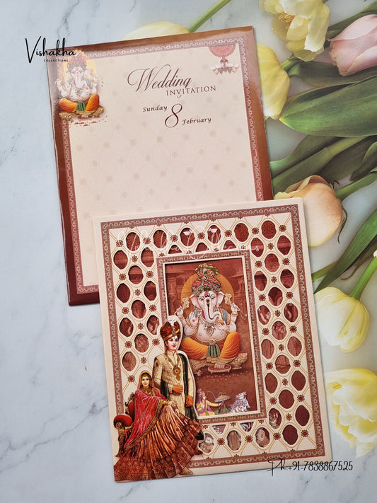 Ganesh Ji Dulah Dulhan Hindu invitation Cards EJ-5068