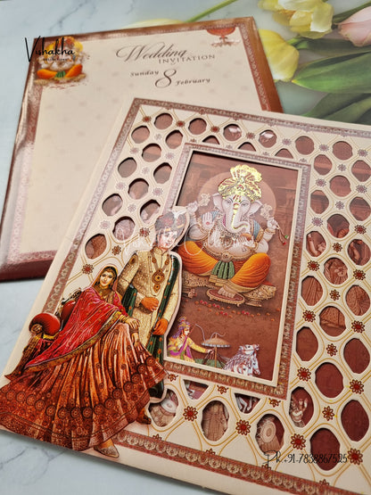 Ganesh Ji Dulah Dulhan Hindu invitation Cards EJ-5068