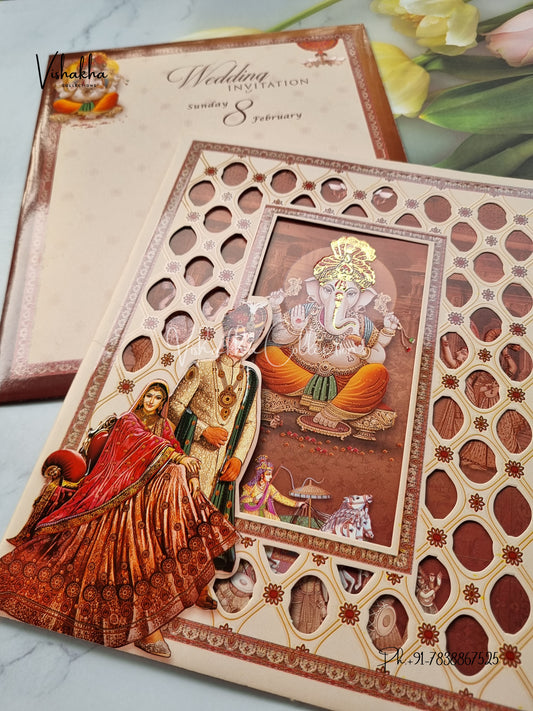Ganesh Ji Dulah Dulhan Hindu invitation Cards EJ-5068
