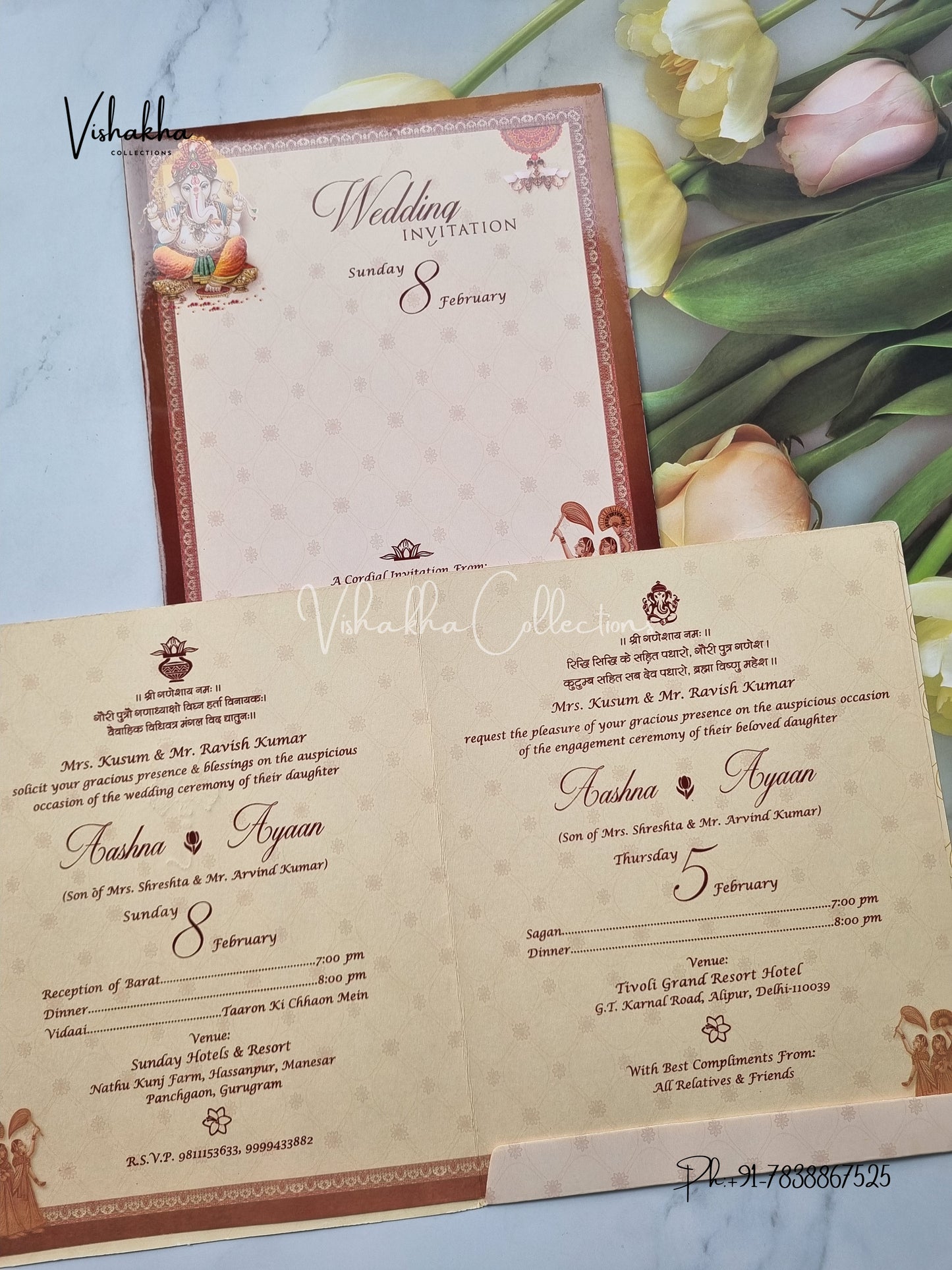 Ganesh Ji Dulah Dulhan Hindu invitation Cards EJ-5068