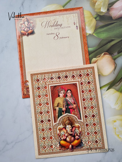 Ganesh Ji Dulah Dulhan Hindu invitation Cards EJ-5069