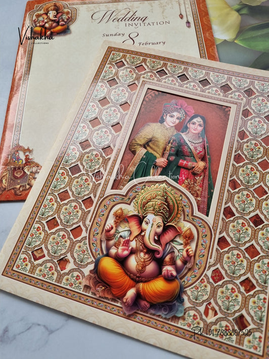 Ganesh Ji Dulah Dulhan Hindu invitation Cards EJ-5069