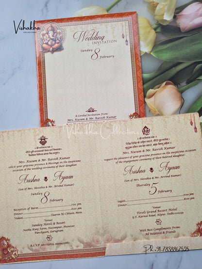 Ganesh Ji Dulah Dulhan Hindu invitation Cards EJ-5069
