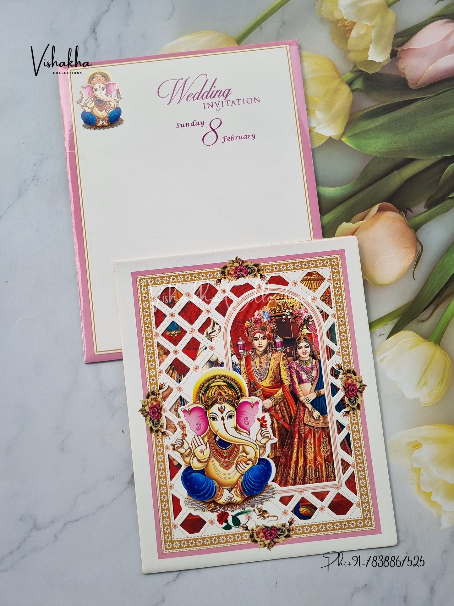 Ganesh Ji Dulah Dulhan Hindu invitation Cards EJ-5070