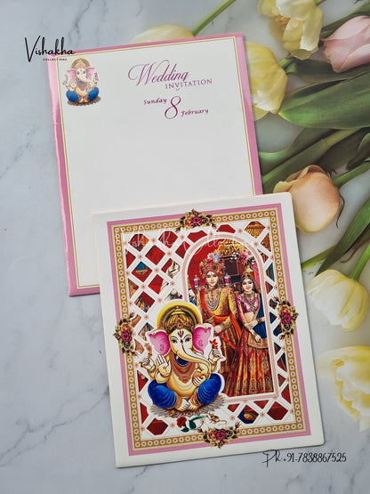 Ganesh Ji Dulah Dulhan Hindu invitation Cards EJ-5070