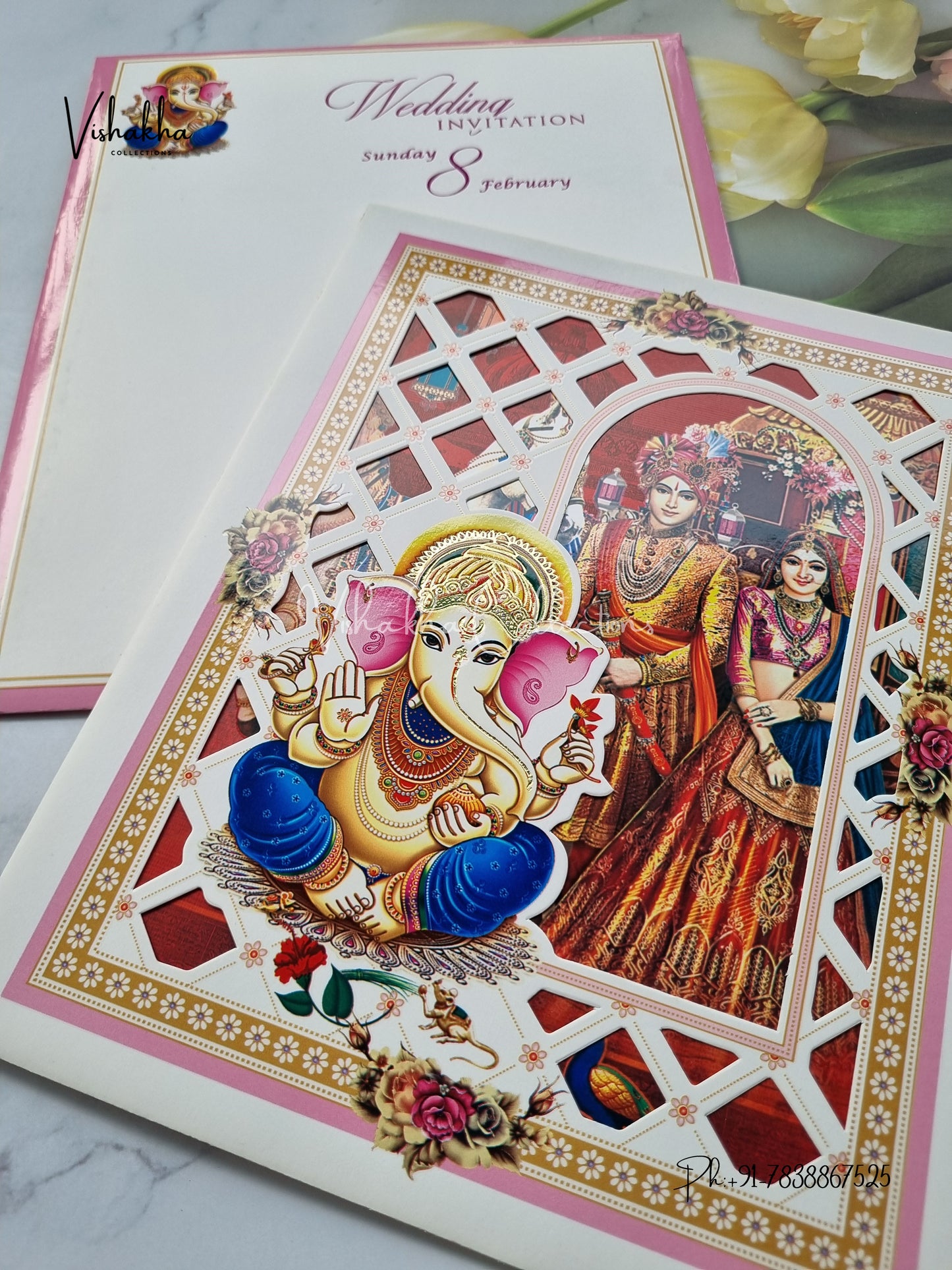 Ganesh Ji Dulah Dulhan Hindu invitation Cards EJ-5070