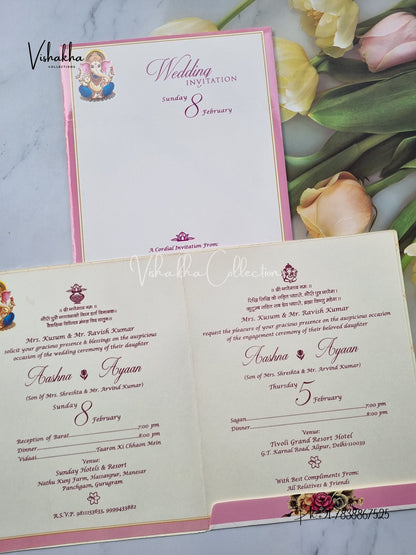 Ganesh Ji Dulah Dulhan Hindu invitation Cards EJ-5070