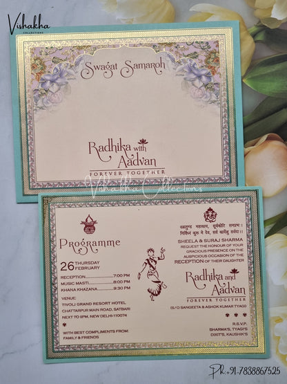 Single Insert Flower Hindu Muslim Christian Sikh invitation Cards EJ-5083