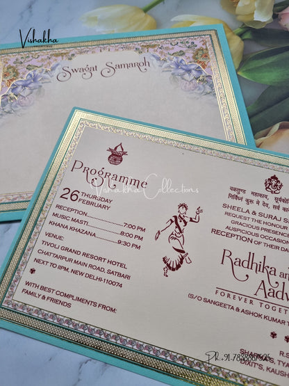 Single Insert Flower Hindu Muslim Christian Sikh invitation Cards EJ-5083