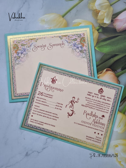 Single Insert Flower Hindu Muslim Christian Sikh invitation Cards EJ-5083