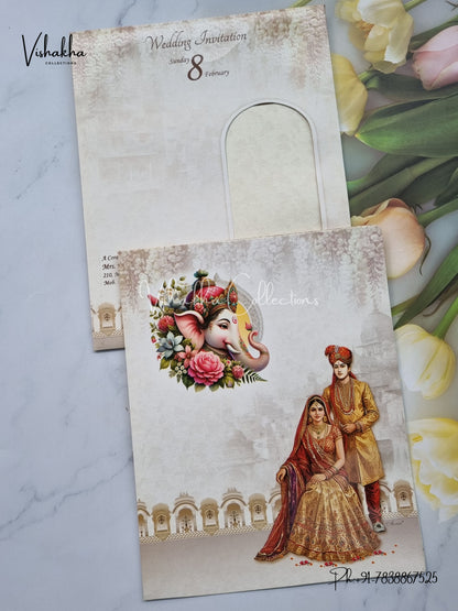 Ganesh Ji Dulah Dulhan Hindu invitation Cards EJ-5084