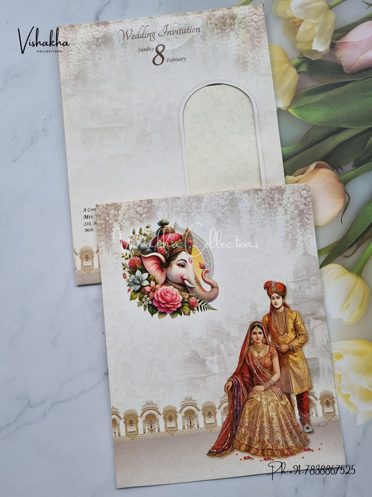 Ganesh Ji Dulah Dulhan Hindu invitation Cards EJ-5084