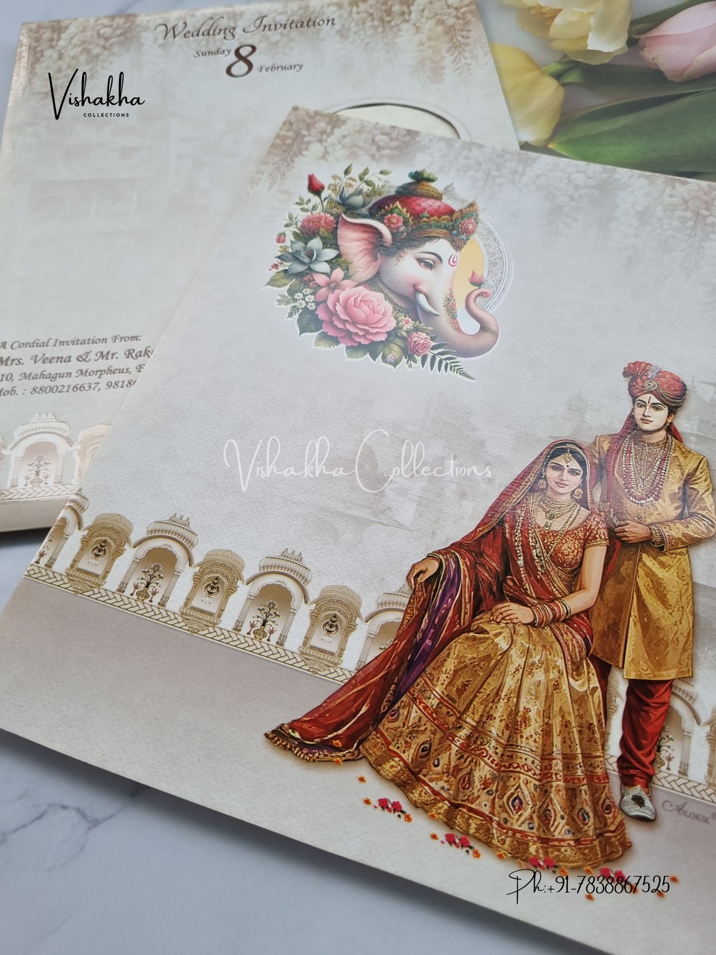 Ganesh Ji Dulah Dulhan Hindu invitation Cards EJ-5084