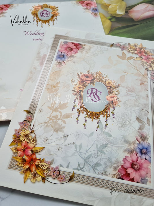 Flower Hindu Muslim Christian Sikh invitation Cards EJ-5085