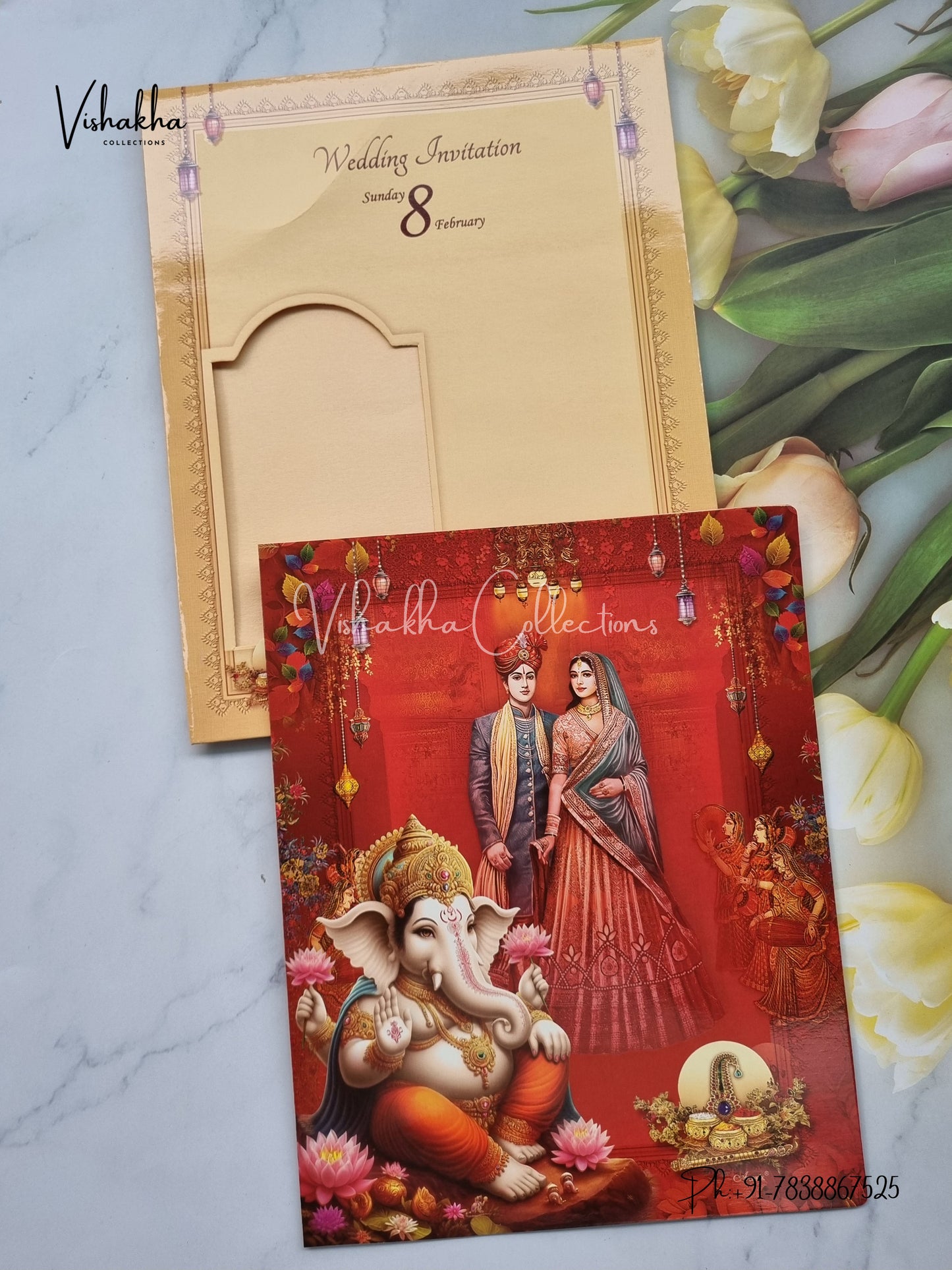 Ganesh Ji Dulah Dulhan Hindu invitation Cards EJ-5086