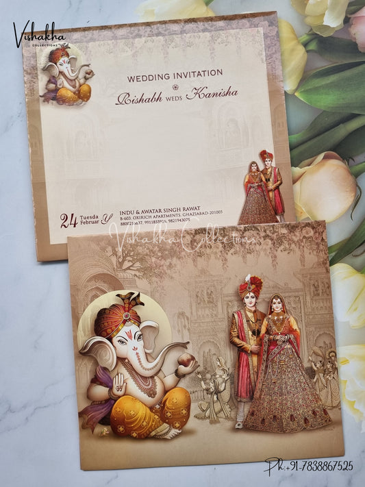 Ganesh Ji Dulah Dulhan Hindu invitation Cards EJ-5088