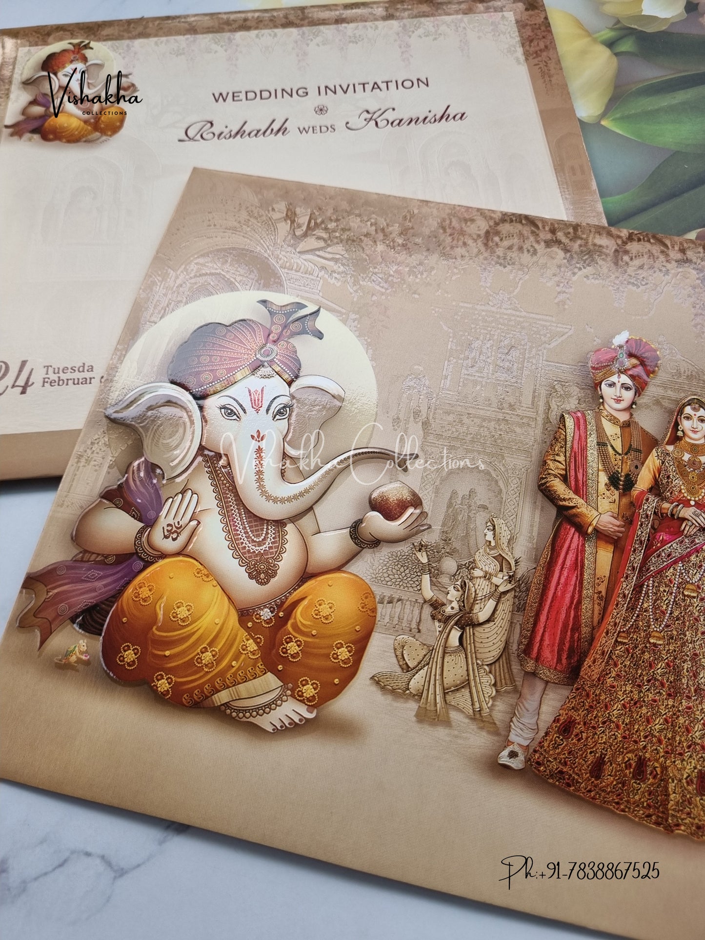 Ganesh Ji Dulah Dulhan Hindu invitation Cards EJ-5088