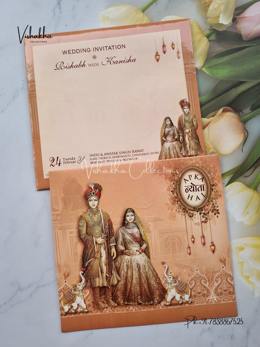 Hathi Dulah Dulhan Hindu invitation Cards EJ-5089