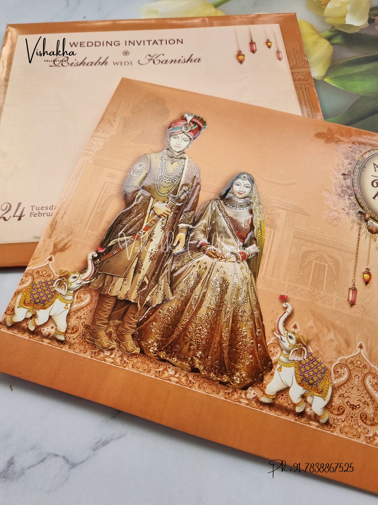 Hathi Dulah Dulhan Hindu invitation Cards EJ-5089