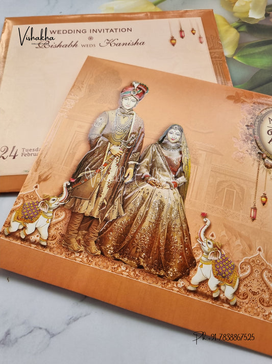 Hathi Dulah Dulhan Hindu invitation Cards EJ-5089
