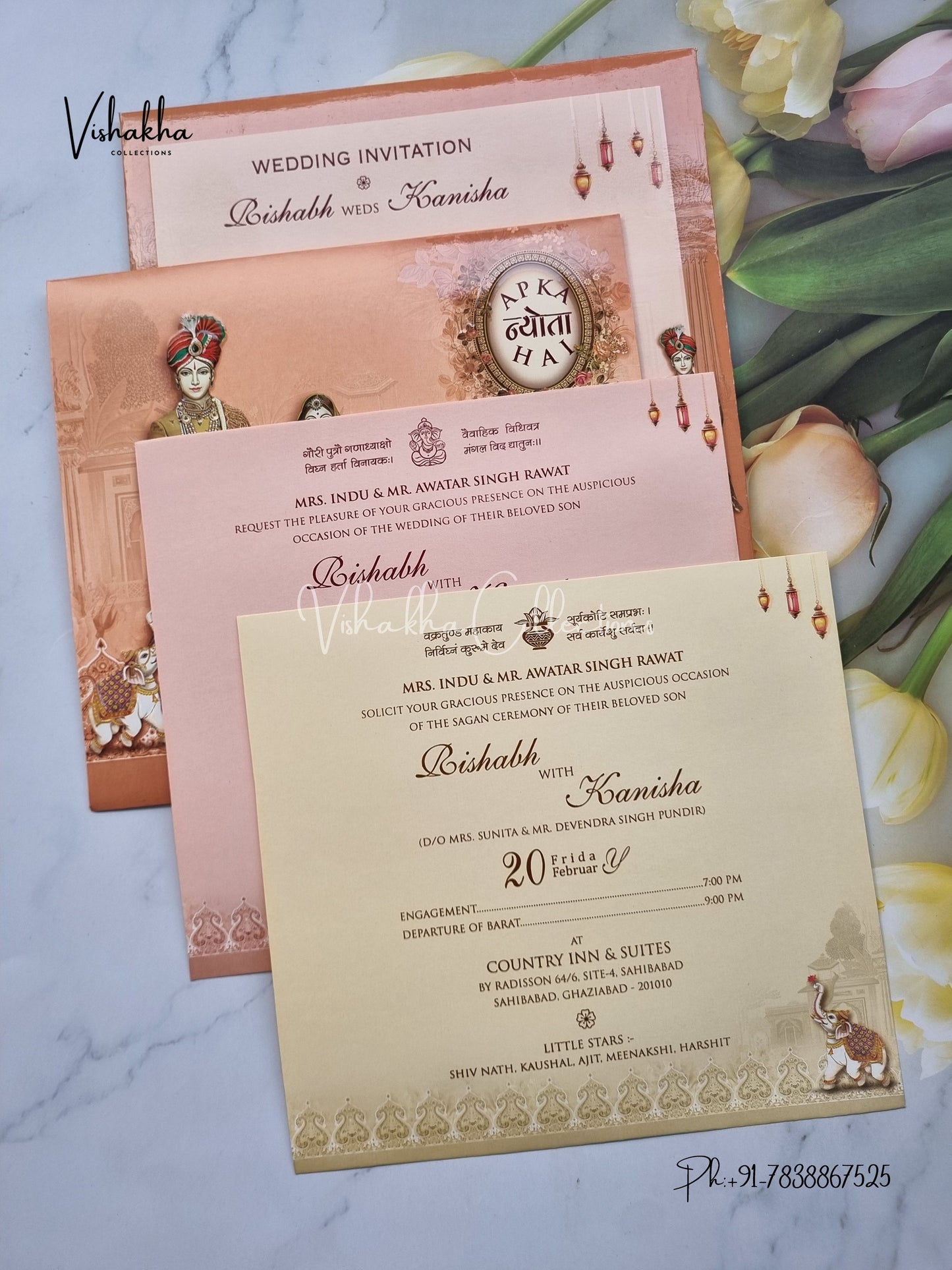 Hathi Dulah Dulhan Hindu invitation Cards EJ-5089