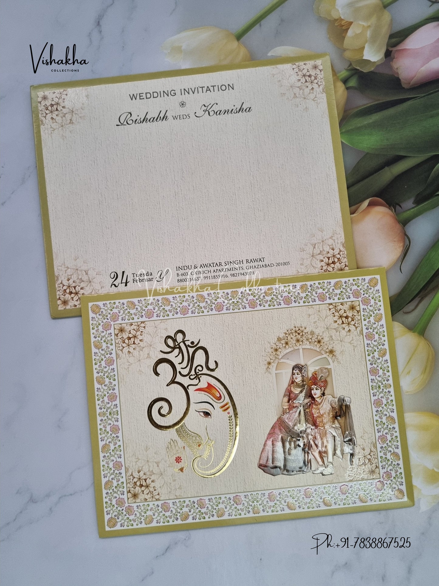 Ganesh Ji Dulah Dulhan Hindu invitation Cards EJ-5091