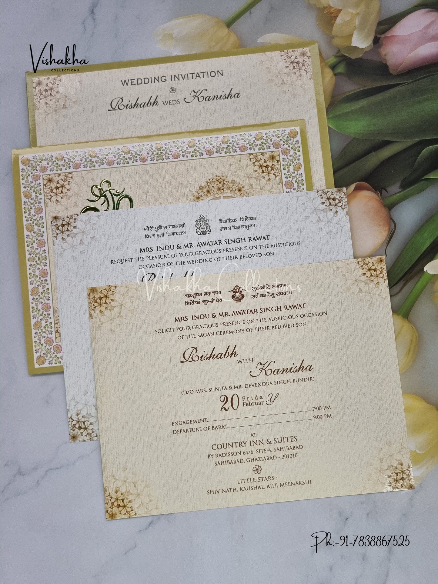 Ganesh Ji Dulah Dulhan Hindu invitation Cards EJ-5091