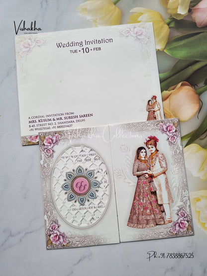 Dulah Dulhan Double Door Hindu Sikh invitation Cards EJ-5092