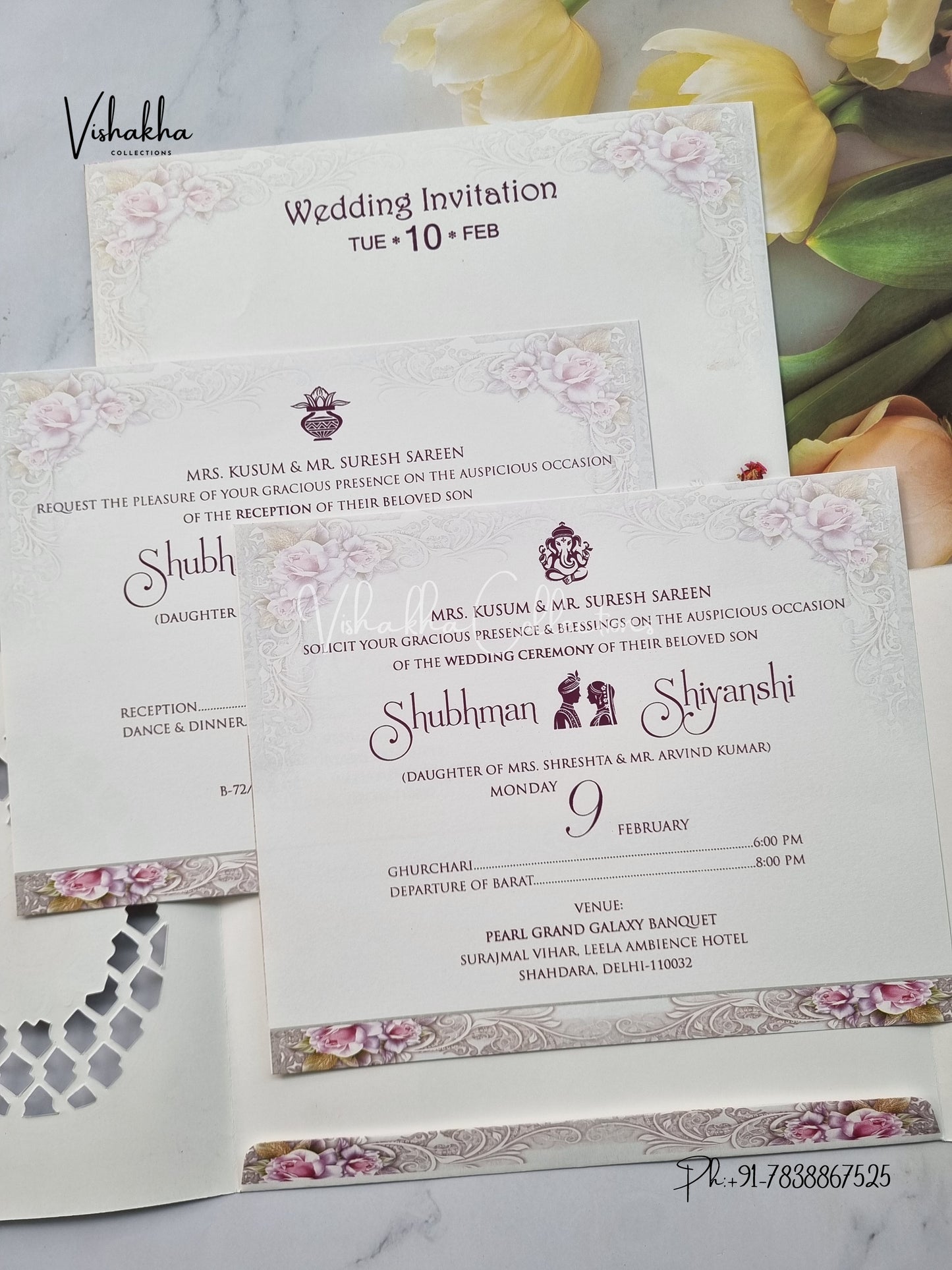 Dulah Dulhan Double Door Hindu Sikh invitation Cards EJ-5092