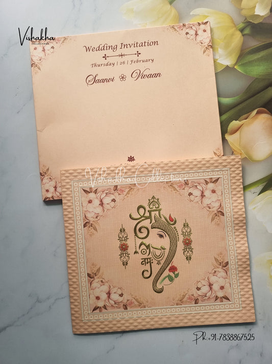 Semi Box Ganesh Ji Hindu invitation Cards EJ-5095