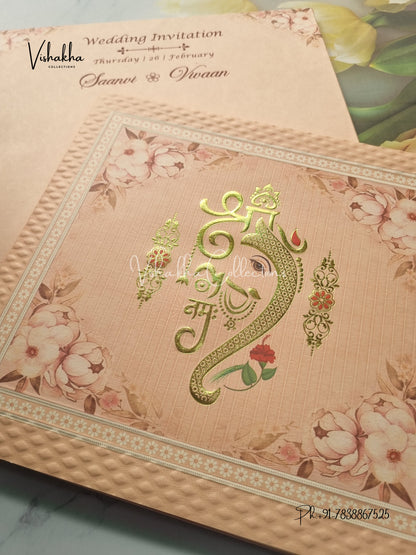 Semi Box Ganesh Ji Hindu invitation Cards EJ-5095