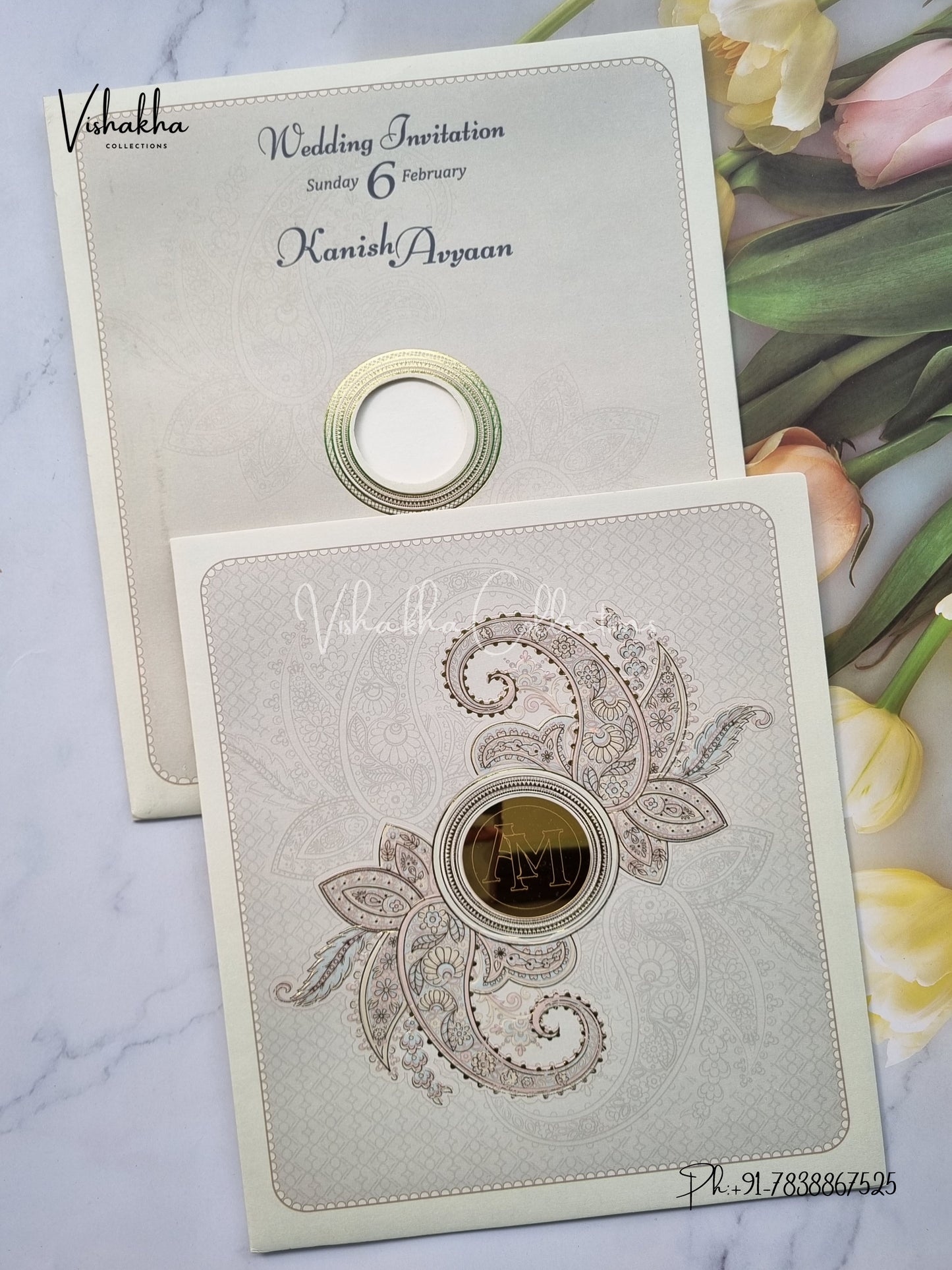 Flower Hindu Muslim Christian Sikh invitation Cards EJ-5096