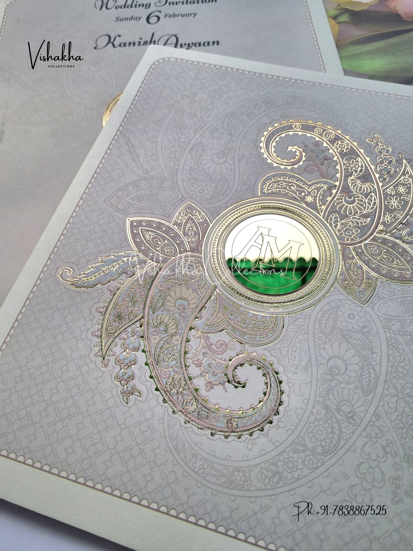 Flower Hindu Muslim Christian Sikh invitation Cards EJ-5096